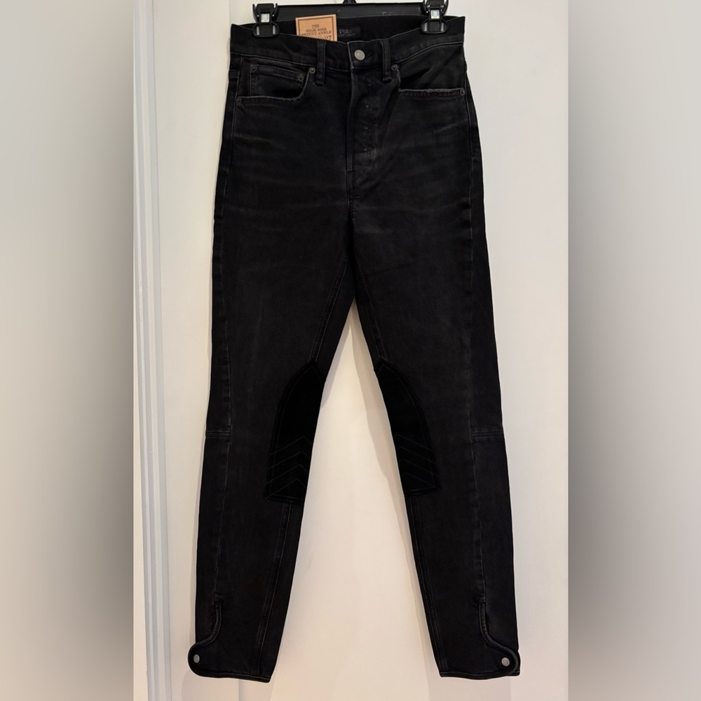 NWT Polo RL Jeans size 27 with Suede detail at leg. Button fly, Low stretch.